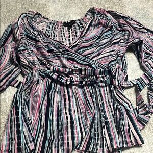 Lane Bryant Pink and blur 3/4 Sleeve Wrap Blouse